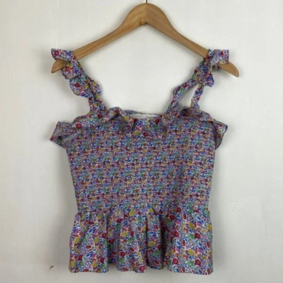 J.Crew x Liberty M Tank Top Favourite Flowers Print Floral Print Smocked - Picture 5 of 10